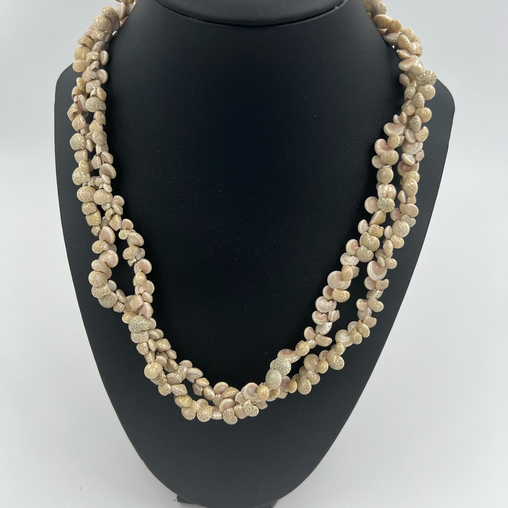 Vintage Seashell Beaded Necklace 39”  Strand Jewelry Beach Ocean Shell